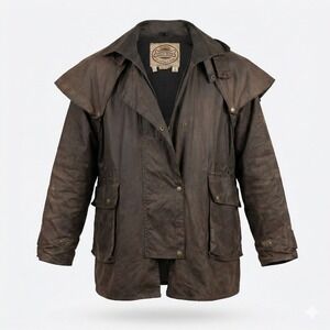 Vintage Driza-Bone Australian Oilskin Waxed Short Coat Duster w/ Cape Mens S 4